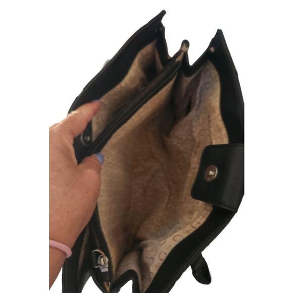 GUESS Black & Gray Monogram Tote Bag – Faux Leather - Picture 2 of 7